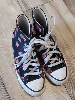 Super Cute Strawberry Print Converse High Tops